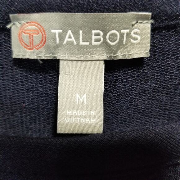 Talbots Maxi Dress Medium Short Sleeve Navy Blue White Strip Knit Tie Waist - Picture 4 of 6